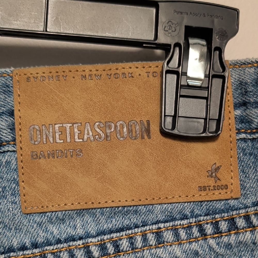 One Teaspoon Light Blue Distressed Jean Shorts - Picture 4 of 6